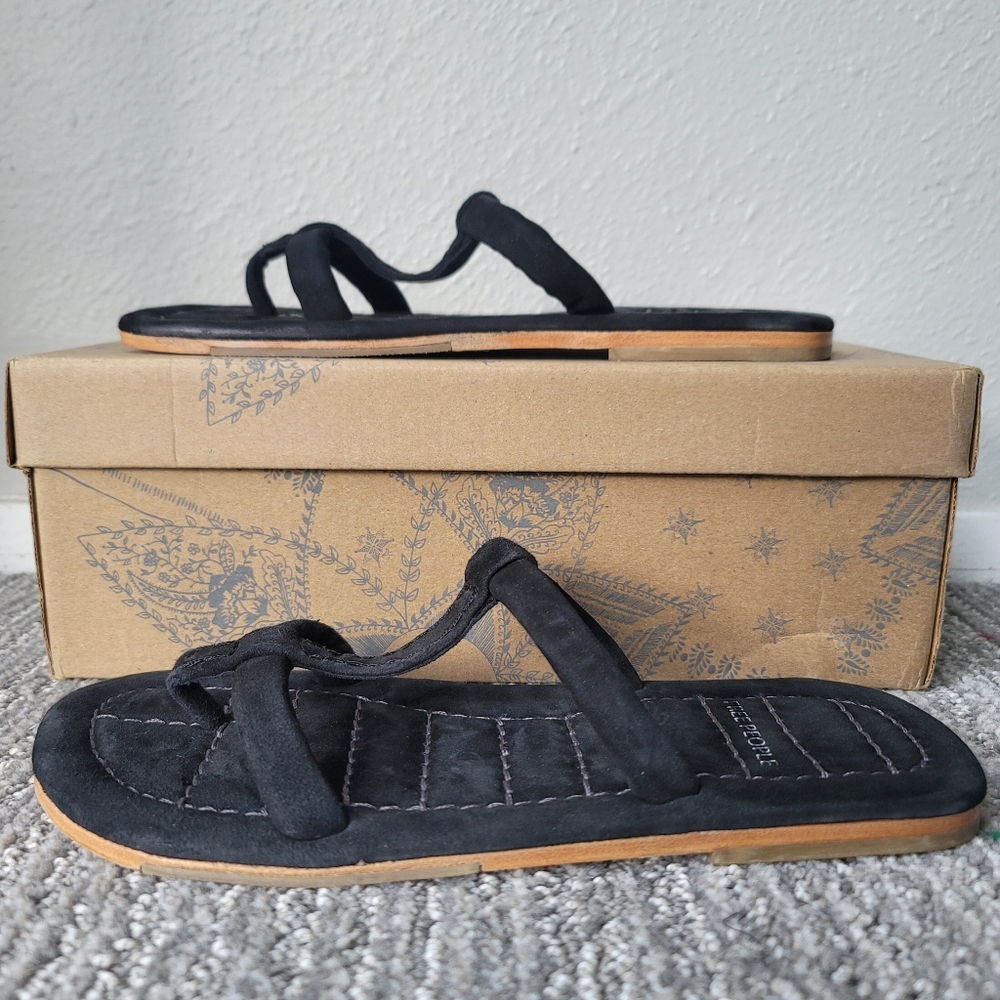 Free People Hadden Suede Slide Sandal Size 7 Color Black New In Box - Picture 5 of 10